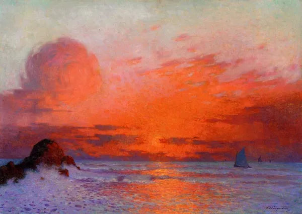 Sailboats at Sunset also known as Sun Setting on the Sea