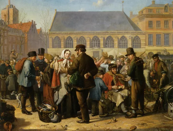 Many Figures on the Nieuwe Markt in Rotterdam