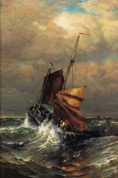 French Lugger Reefing Sail