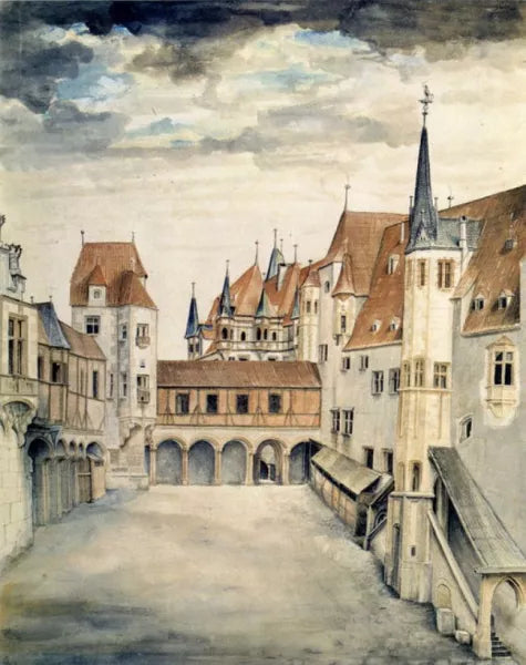 Courtyard of the Former Castle in Innsbruck with Clouds