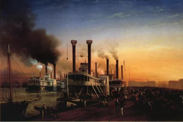 Giant Steamboats at the Levee in New Orleans