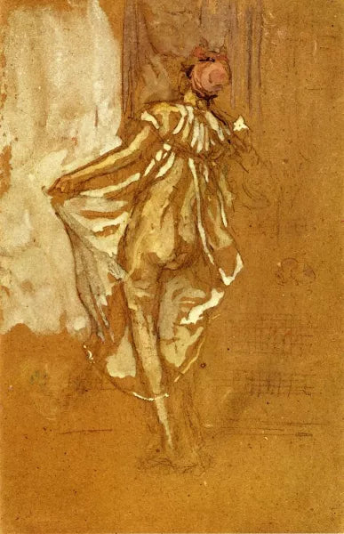 Dancing Woman in a Pink Robe, Seen from the Back