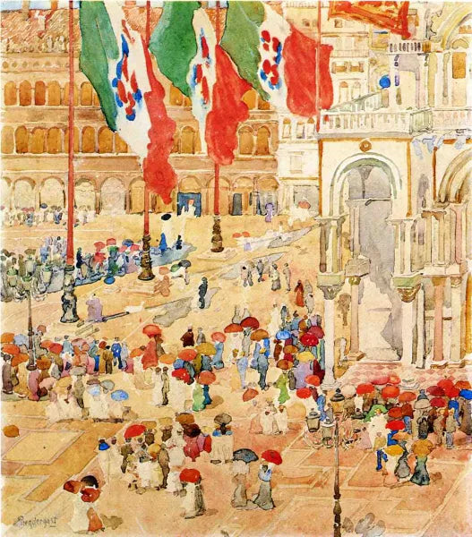 Piazza of St. Marks also known as The Piazza, Flags, Venice