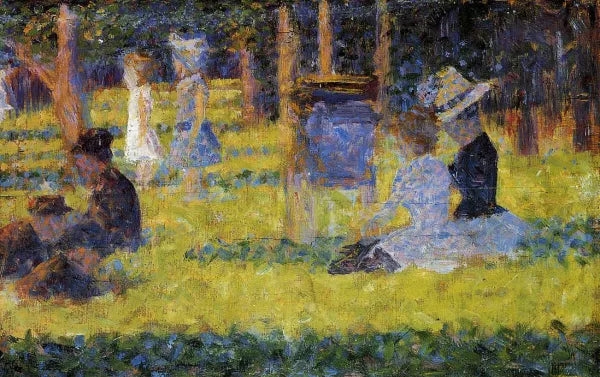 Woman Seated and Baby Carriage