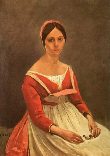 Corot Madame Legois also known as Young Woman with Flowers in Her Lap