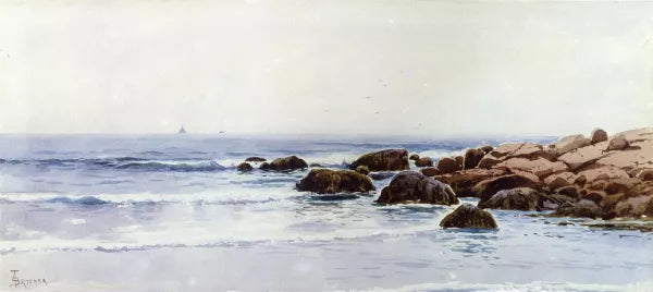 Sailboats Off a Rocky Coast