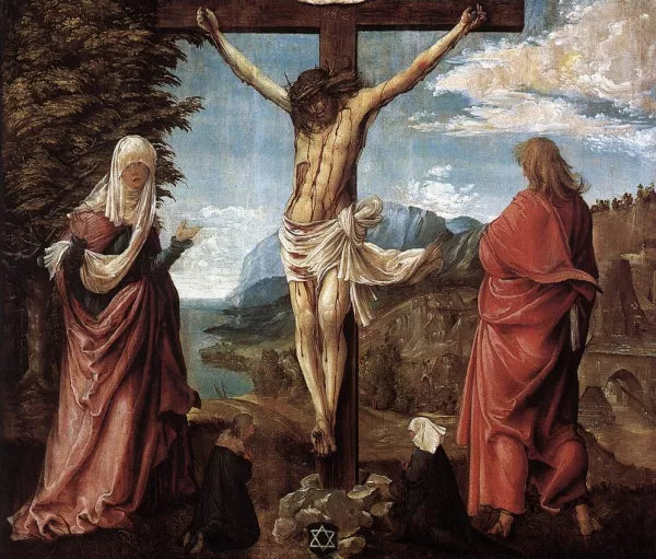 Christ On The Cross Between Mary And St. John